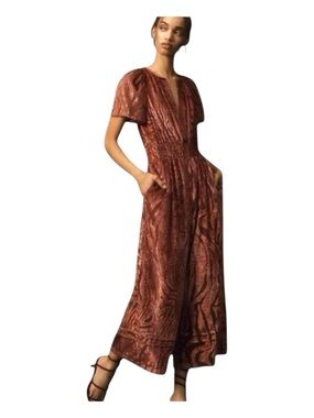 ANTHROPOLOGIE The Somerset Jumpsuit Velvet Burnout Edition, Size XS.